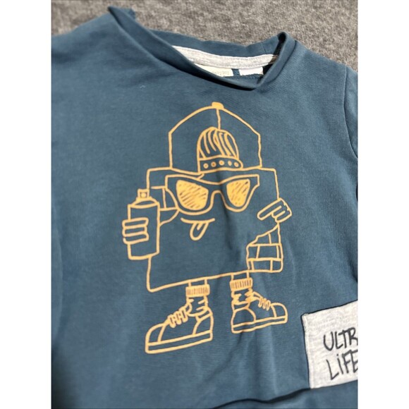 Zara Baby Boy Children's Long Sleeve Sweatshirt Print Blue 9/12 Months - Picture 4 of 7